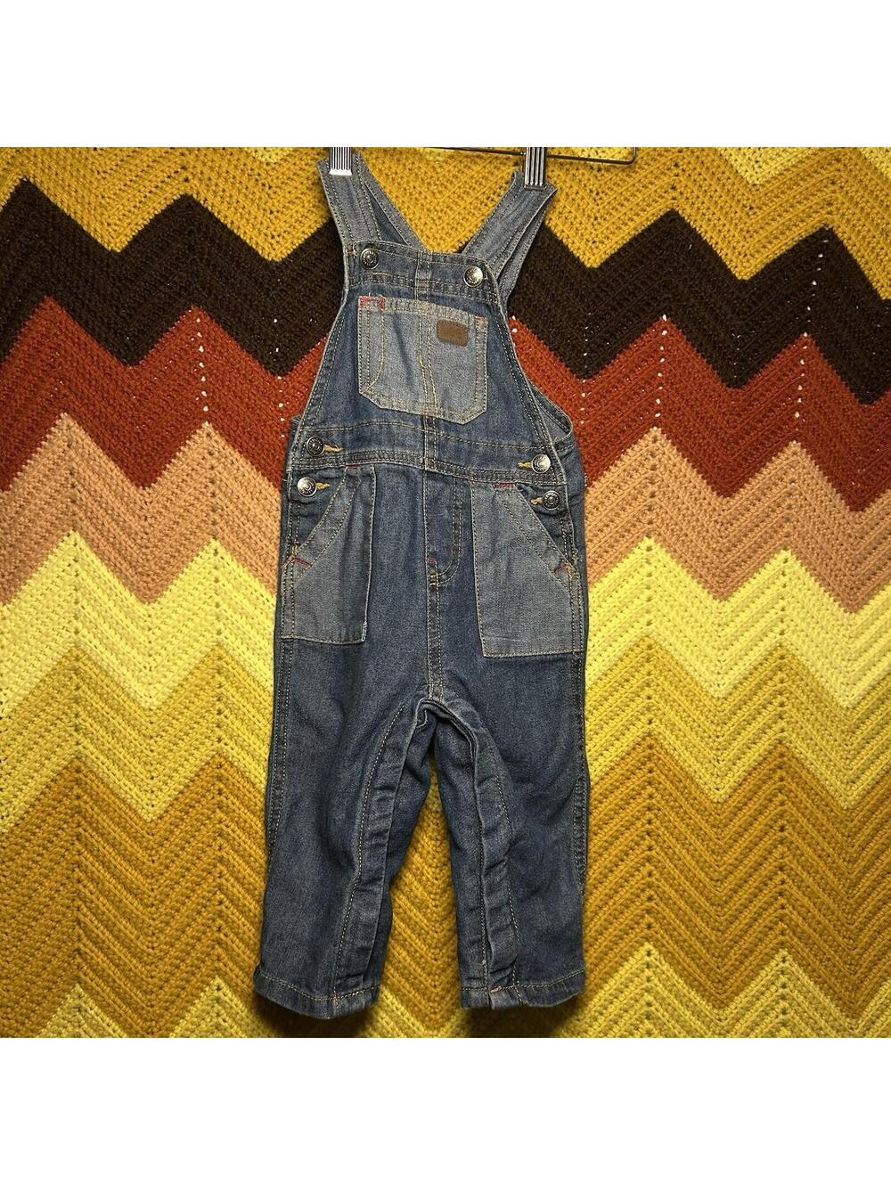 Lee Denim Overalls 12 Months Toddler Jeans Pinstripe Blue Kids USA Made